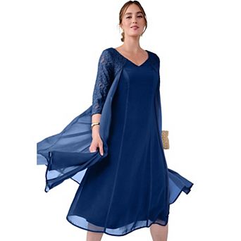 Jessica London Women's Plus Size A-Line Lace Overlay Dress