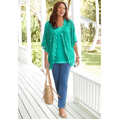 Catherines Women's Plus Size Graceful Crochet wrap