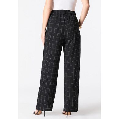 Roaman's Women's Plus Size Bi-Stretch Wide Leg Pant