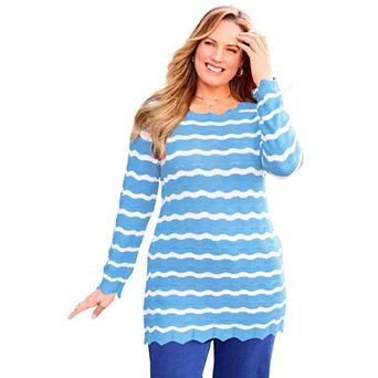 Catherines Women's Plus Size Scallop-Detail Knit Sweater