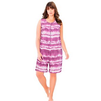 Dreams & Co. Plus Size Zip-Front Terry Romper