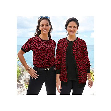 Jessica London Women's Plus Size Fine Gauge Button-Front Cardigan