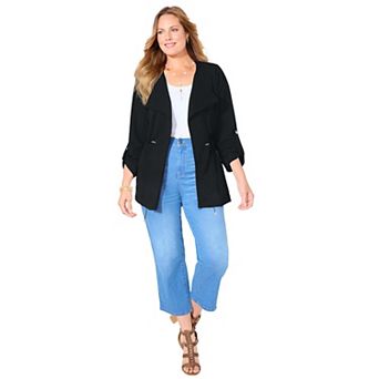 Catherines Women's Plus Size Ponte Utility Jacket