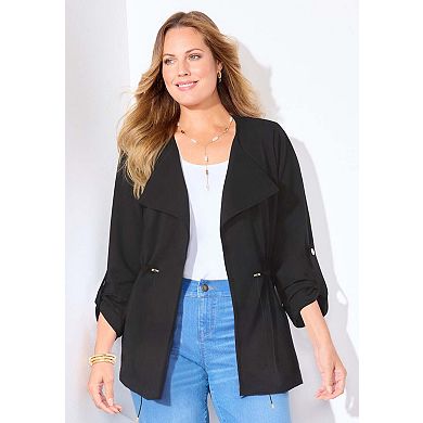 Catherines Women's Plus Size Ponte Utility Jacket