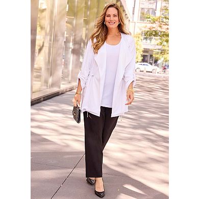 Catherines Women's Plus Size Ponte Utility Jacket