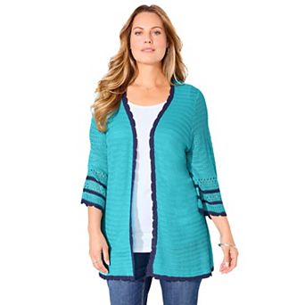 Catherines Women's Plus Size Bell Sleeve Open-Front Cardigan