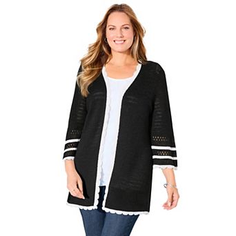 Catherines Women's Plus Size Bell Sleeve Open-Front Cardigan
