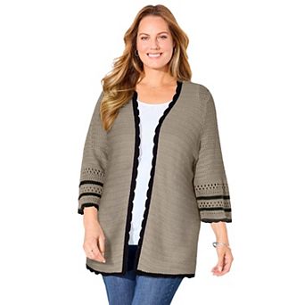 Catherines Women's Plus Size Bell Sleeve Open-Front Cardigan