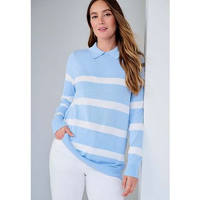 Jessica London Women's Plus Size Pullover Collared Polo Sweater