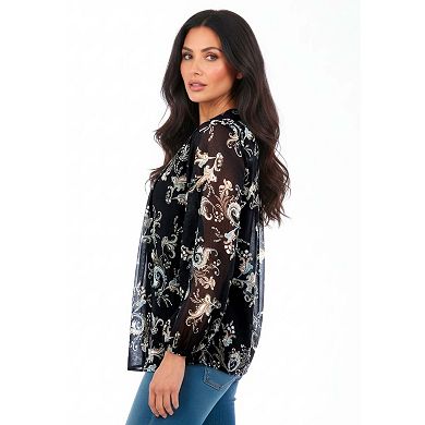 Roaman's Women's Plus Size Swing Chiffon Pleated Blouse