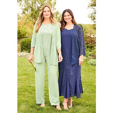 Catherines Women's Plus Size Petite Masquerade Beaded Dress Set