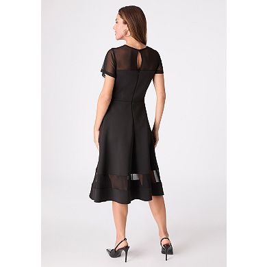 Roaman's Women's Plus Size Scuba Illusion Yoke Dress
