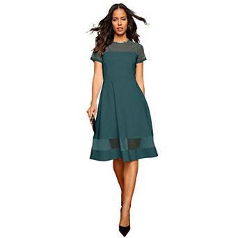 Roaman's Women's Plus Size Scuba Illusion Yoke Dress
