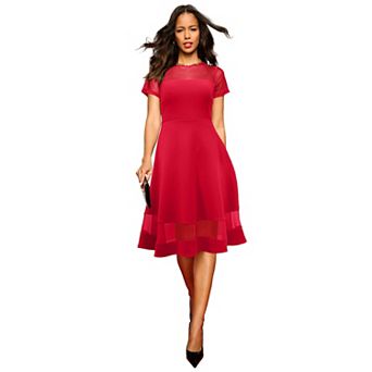 Roaman's Women's Plus Size Scuba Illusion Yoke Dress