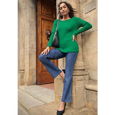 Jessica London Women's Plus Size Ribbed Knit Pullover Boatneck Sweater