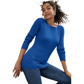 Jessica London Women's Plus Size Ribbed Knit Pullover Boatneck Sweater