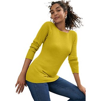 Jessica London Women's Plus Size Ribbed Knit Pullover Boatneck Sweater