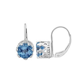 Jewelexcess Sterling Silver Gemstone Round Leverback Earrings