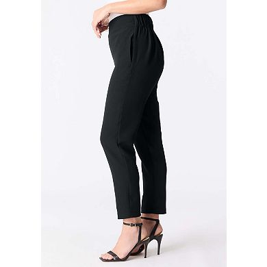 Roaman's Women's Plus Size Bi-Stretch Straight Leg Pull On Ankle Pant
