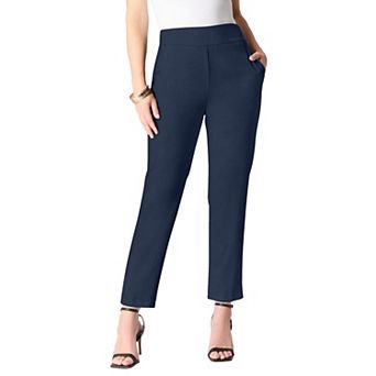 Roaman's Women's Plus Size Bi-Stretch Straight Leg Ankle Pant