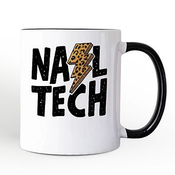 Nail Tech Leopard Lightning Mug, Retro Stylist Gift