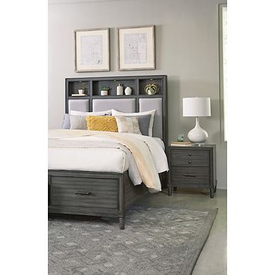 Wittenberry Asian Hardwood Nightstand in Gray