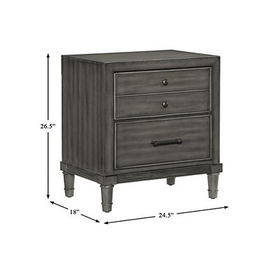 Wittenberry Asian Hardwood Nightstand in Gray
