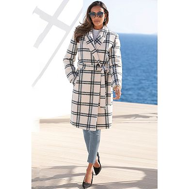 Lascana Women's Checkered Lapel Collar Coat