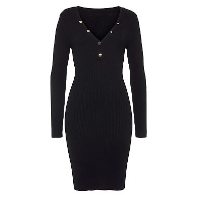 Lascana Women's Long Sleeve Fitted Sweater Dress