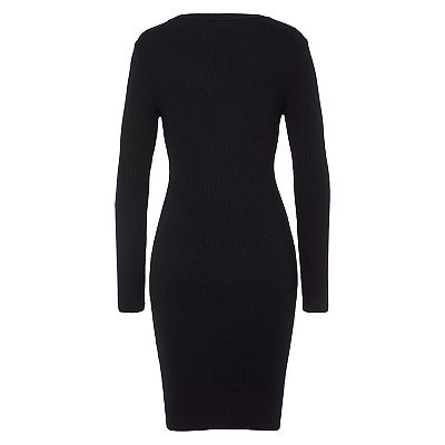 fitted lace wedding dress Black Ribbed Knit Fitted Maternity Midi Sweater Dress – PinkBlush