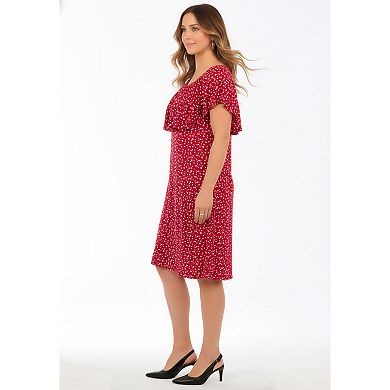 Roaman's Women's Plus Size Stretch Knit Convertible Flounce Dress