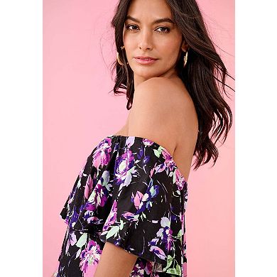 Roaman's Women's Plus Size Stretch Knit Convertible Flounce Dress