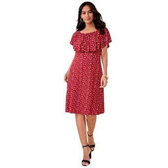 Roaman's Women's Plus Size Stretch Knit Convertible Flounce Dress