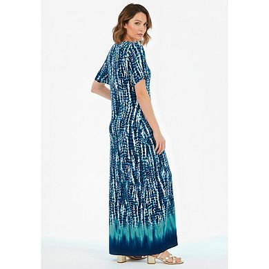 Roaman's Women's Plus Size Side-Slit Maxi Dress
