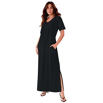 Roaman's Women's Plus Size Side-Slit Maxi Dress