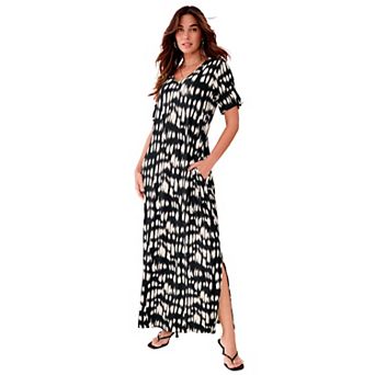 Roaman's Women's Plus Size Side-Slit Maxi Dress