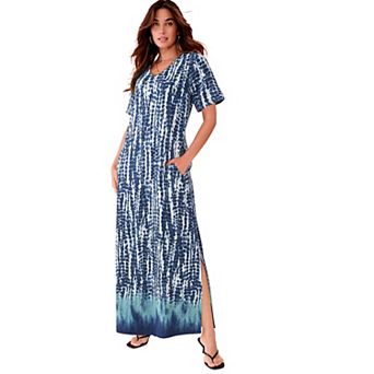 Roaman's Women's Plus Size Side-Slit Maxi Dress