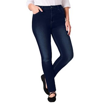 Woman Within Plus Size Stretch Straight-Leg Clean Jeans