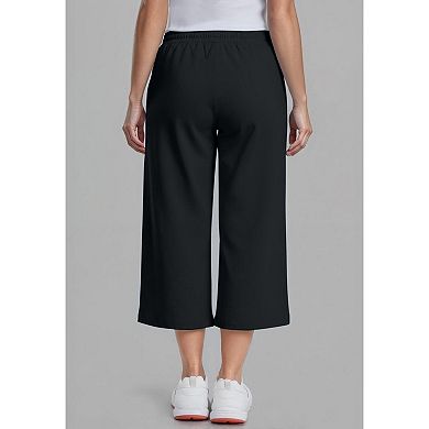 ellos Plus Size Wide Leg Cropped French Terry Sweatpants