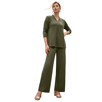 Jessica London Women's Plus Size Perfect Ease A-Line Collared Top