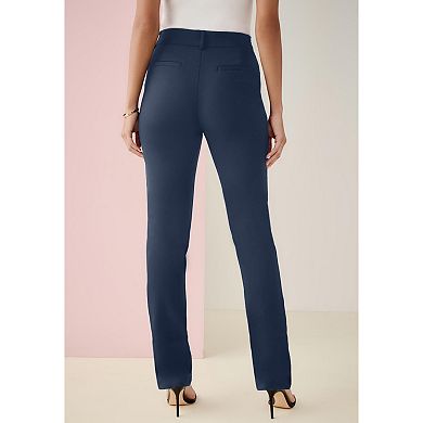 Roaman's Women's Plus Size Bi-Stretch Straight Leg Pants