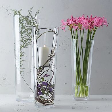 Clear Glass Conical Centerpiece Vase for Flowers or Branches - Set of 6