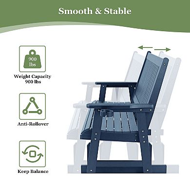 3-Seater Extra Large HIPS Balcony Rocking Chair with Cup Holder