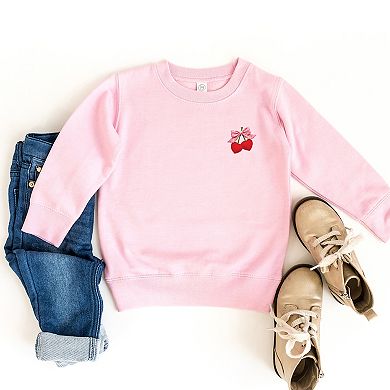 Cherry Hearts Pink Bow Patchwork Print - Toddler Graphic Sweatshirt