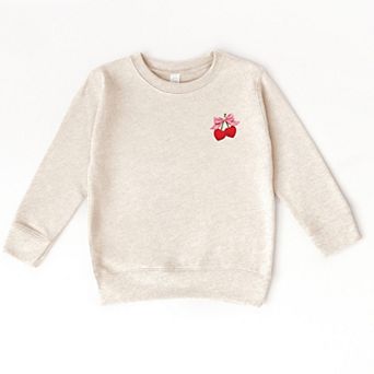 Cherry Hearts Pink Bow Patchwork Print - Toddler Graphic Sweatshirt