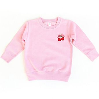 Cherry Hearts Pink Bow Patchwork Print - Toddler Graphic Sweatshirt