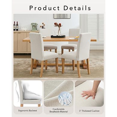 IDEALHOUSE Dining Chairs Set Wing Back Linen Upholstered