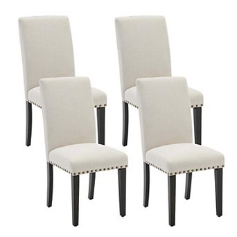IDEALHOUSE Dining Chairs Set Wing Back Linen Upholstered