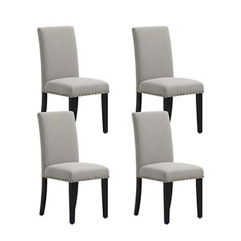IDEALHOUSE Dining Chairs Set Wing Back Linen Upholstered