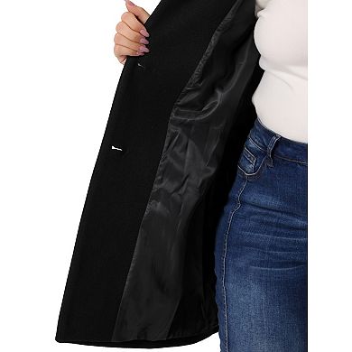 Women's Plus Size Winter Coats Button Down Single Breasted Peacoat Long Coat